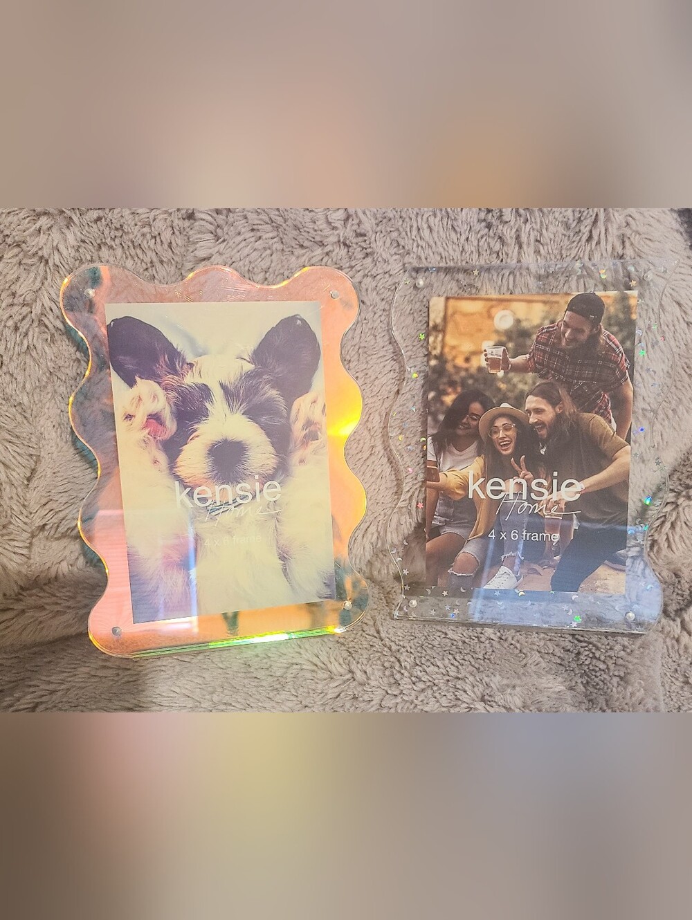 Pair of Kensie 4x6 Iridescent/Glitter Photo Frames- NEW